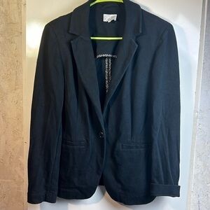 KINLY Black Knit Blazer‎ Single Button Cotton Blazer